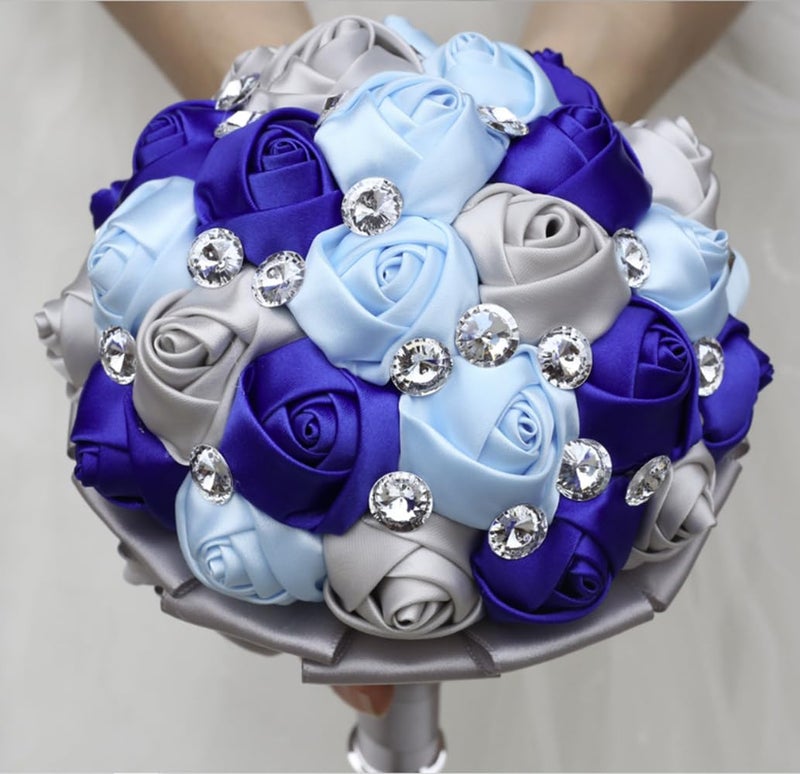 YYCRAFT Pack of 20pcs Satin 4d Rose 2"" Craft Wedding Bride-Royal - Image 4